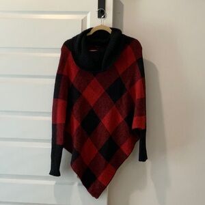 Relativity Red and Black Plaid Shrug